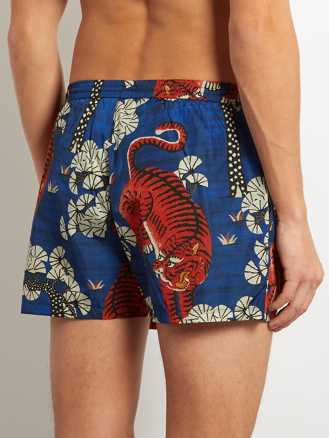 Gucci Synthetic Bengalprint Swim Shorts in Blue for Men Lyst